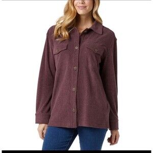 32 Degrees Heat Button Up Soft Women’s Eggplant color Shirt size XL  NWT C4